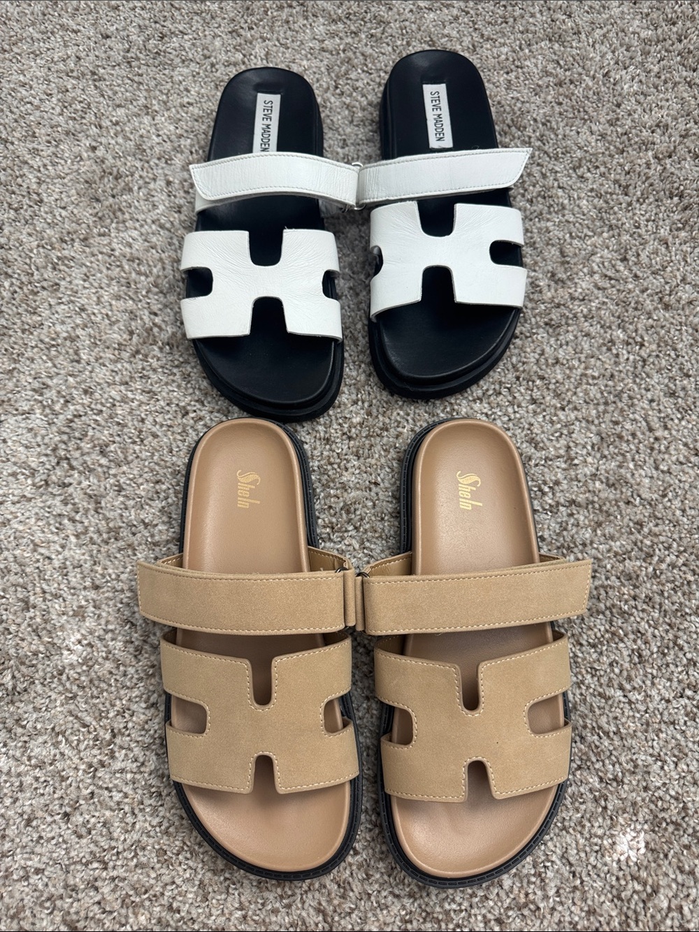 Steve Madden White and Sheln Tan Sandal Duo - Picture 2 of 12